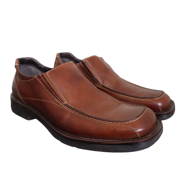 Venturini Mens Slip On Zeland Loafer Size 9.5 Brown Leather Comfort Dress Square - Picture 1 of 10
